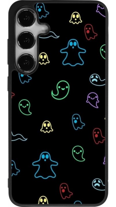 Coque Samsung Galaxy S25+ - Silicone rigide noir Halloween 2024 colorful ghosts