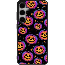 Coque Samsung Galaxy S25+ - Silicone rigide noir Halloween 2024 rainbow pumpkins