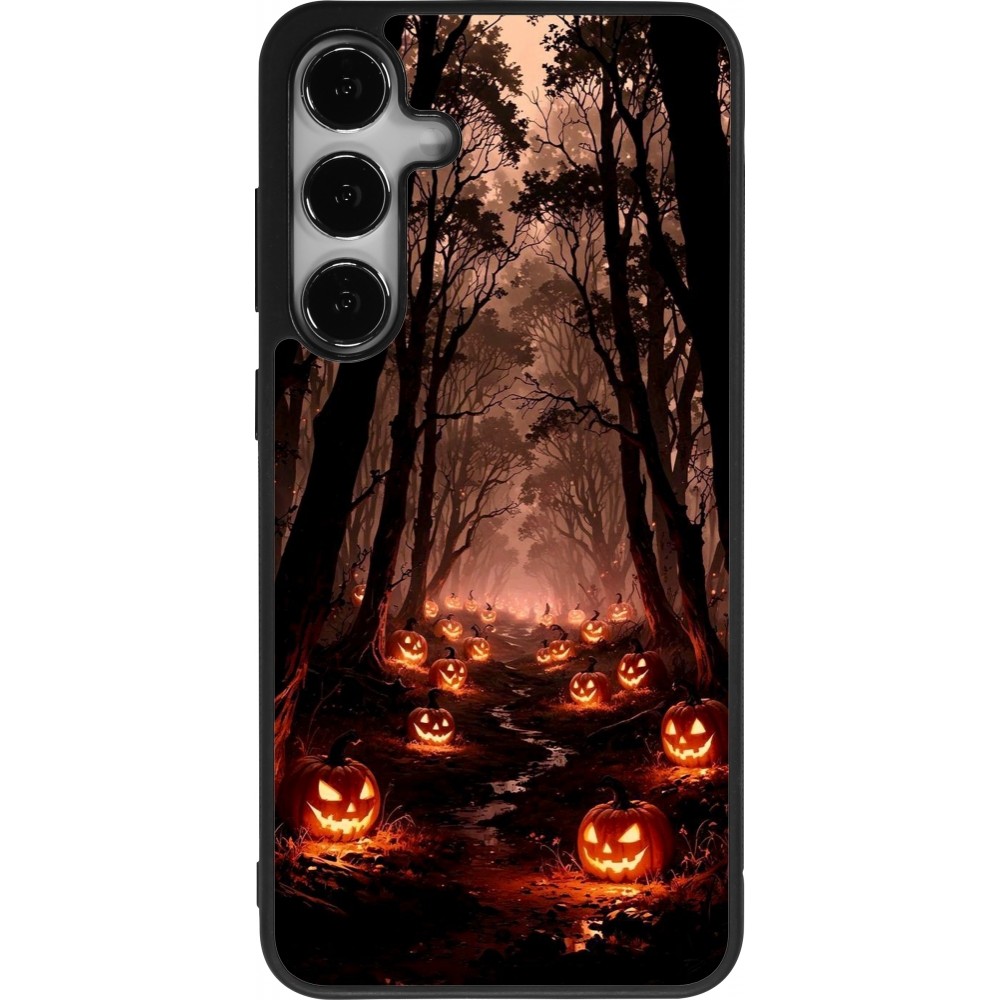 Coque Samsung Galaxy S25+ - Silicone rigide noir Halloween 2025 Road of Terrifying Pumpkins