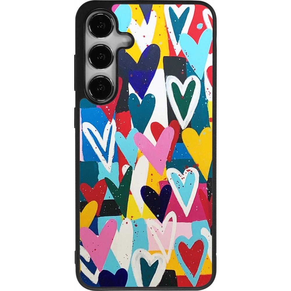 Coque Samsung Galaxy S25+ - Silicone rigide noir Joyful Hearts