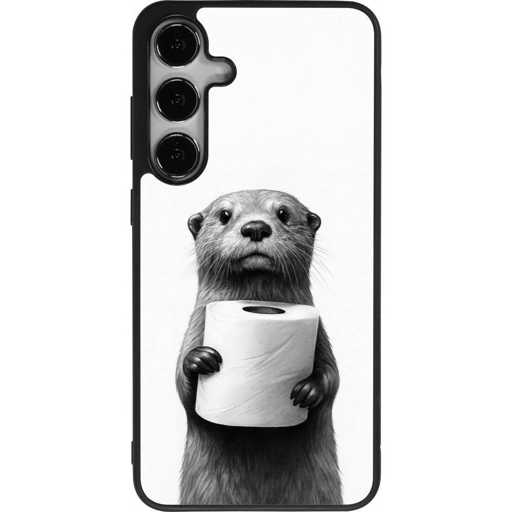 Coque Samsung Galaxy S25+ - Silicone rigide noir Loutre papier de toilette