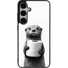 Coque Samsung Galaxy S25+ - Silicone rigide noir Loutre papier de toilette