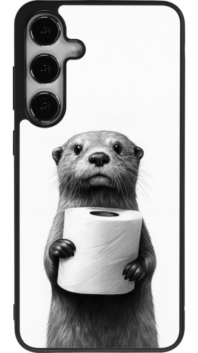 Coque Samsung Galaxy S25+ - Silicone rigide noir Loutre papier de toilette