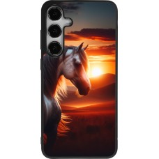 Coque Samsung Galaxy S25+ - Silicone rigide noir Majestic Sunset Horse