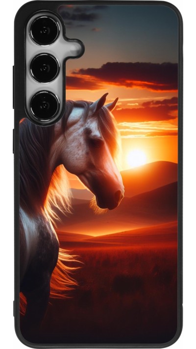 Samsung Galaxy S25+ Case Hülle - Silikon schwarz Majestätischer Sonnenuntergang Pferd