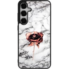 Coque Samsung Galaxy S25+ - Silicone rigide noir Marble Rose Gold