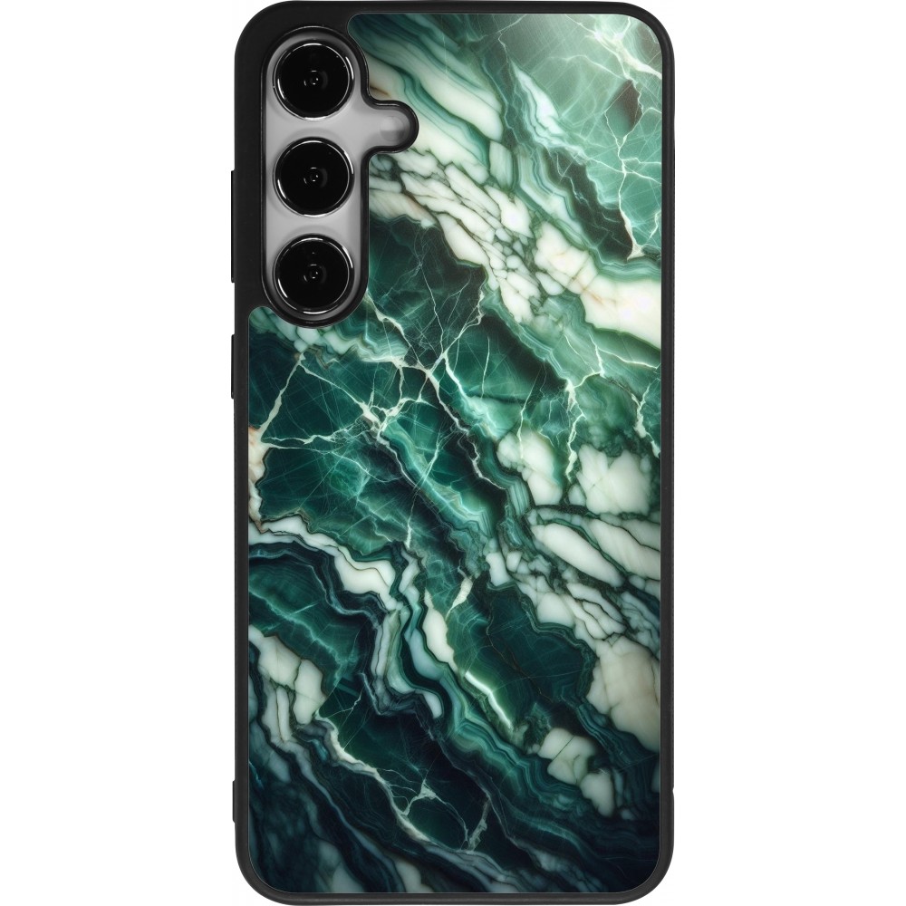 Samsung Galaxy S25+ Case Hülle - Silikon schwarz Majestätischer grüner Marmor