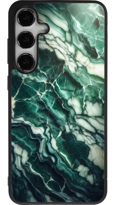 Samsung Galaxy S25+ Case Hülle - Silikon schwarz Majestätischer grüner Marmor