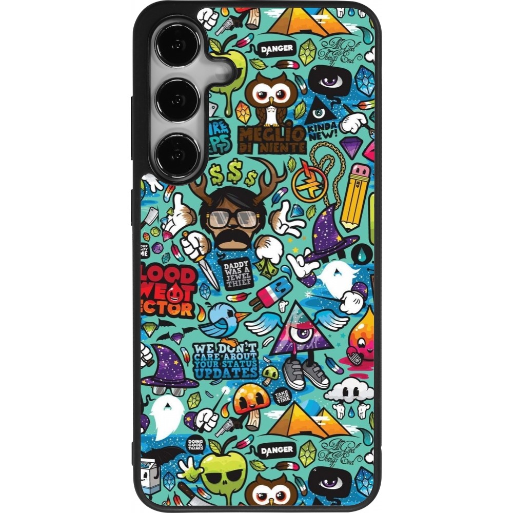 Samsung Galaxy S25+ Case Hülle - Silikon schwarz Mixed Cartoons Turquoise