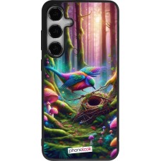 Coque Samsung Galaxy S25+ - Silicone rigide noir Oiseau Nid Forêt