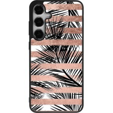 Samsung Galaxy S25+ Case Hülle - Silikon schwarz Palm trees gold stripes