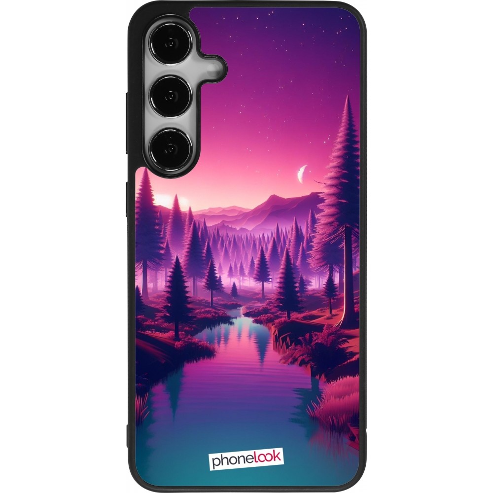 Samsung Galaxy S25+ Case Hülle - Silikon schwarz Lila-rosa Landschaft