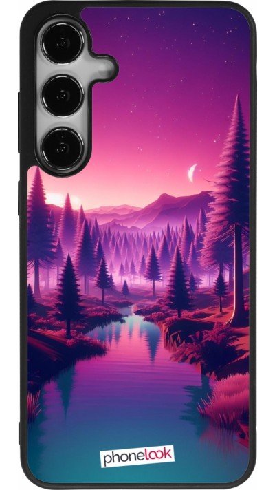 Samsung Galaxy S25+ Case Hülle - Silikon schwarz Lila-rosa Landschaft