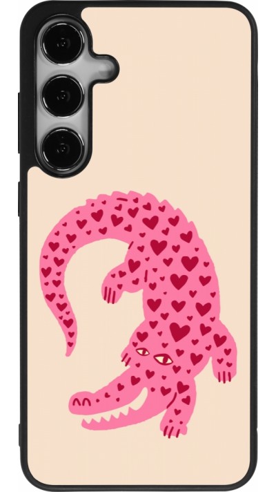 Samsung Galaxy S25+ Case Hülle - Silikon schwarz Pink crocodile 2026