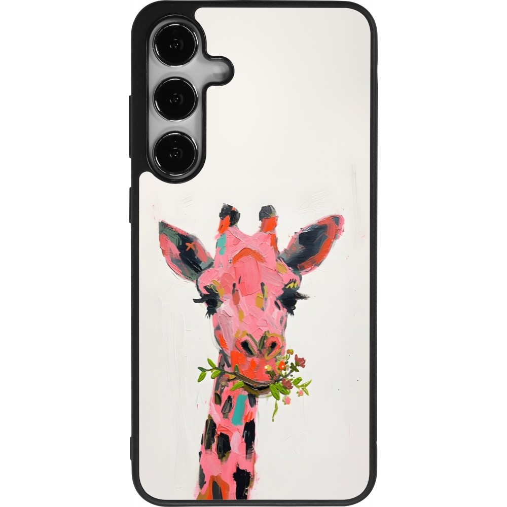Samsung Galaxy S25+ Case Hülle - Silikon schwarz Pink Girafe Paint