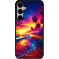 Samsung Galaxy S25+ Case Hülle - Silikon schwarz Strand Sonnenuntergang auffällig