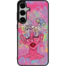 Coque Samsung Galaxy S25+ - Silicone rigide noir Psychedelic pink mushroom