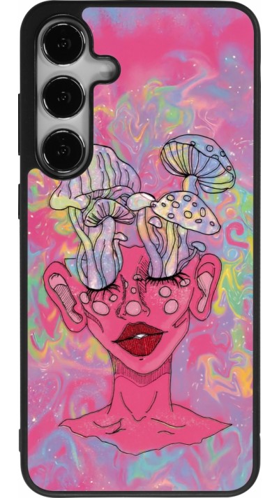 Coque Samsung Galaxy S25+ - Silicone rigide noir Psychedelic pink mushroom