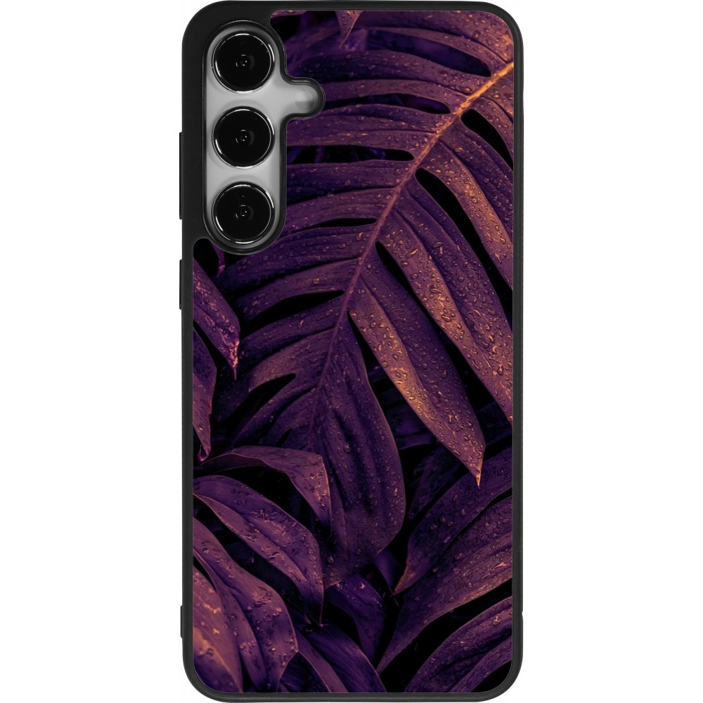 Coque Samsung Galaxy S25+ - Silicone rigide noir Purple Light Leaves