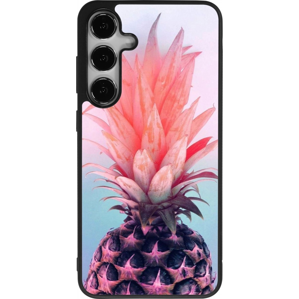 Samsung Galaxy S25+ Case Hülle - Silikon schwarz Purple Pink Pineapple