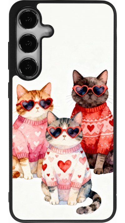 Coque Samsung Galaxy S25+ - Silicone rigide noir Saint Valentines Day 26 Cat Love