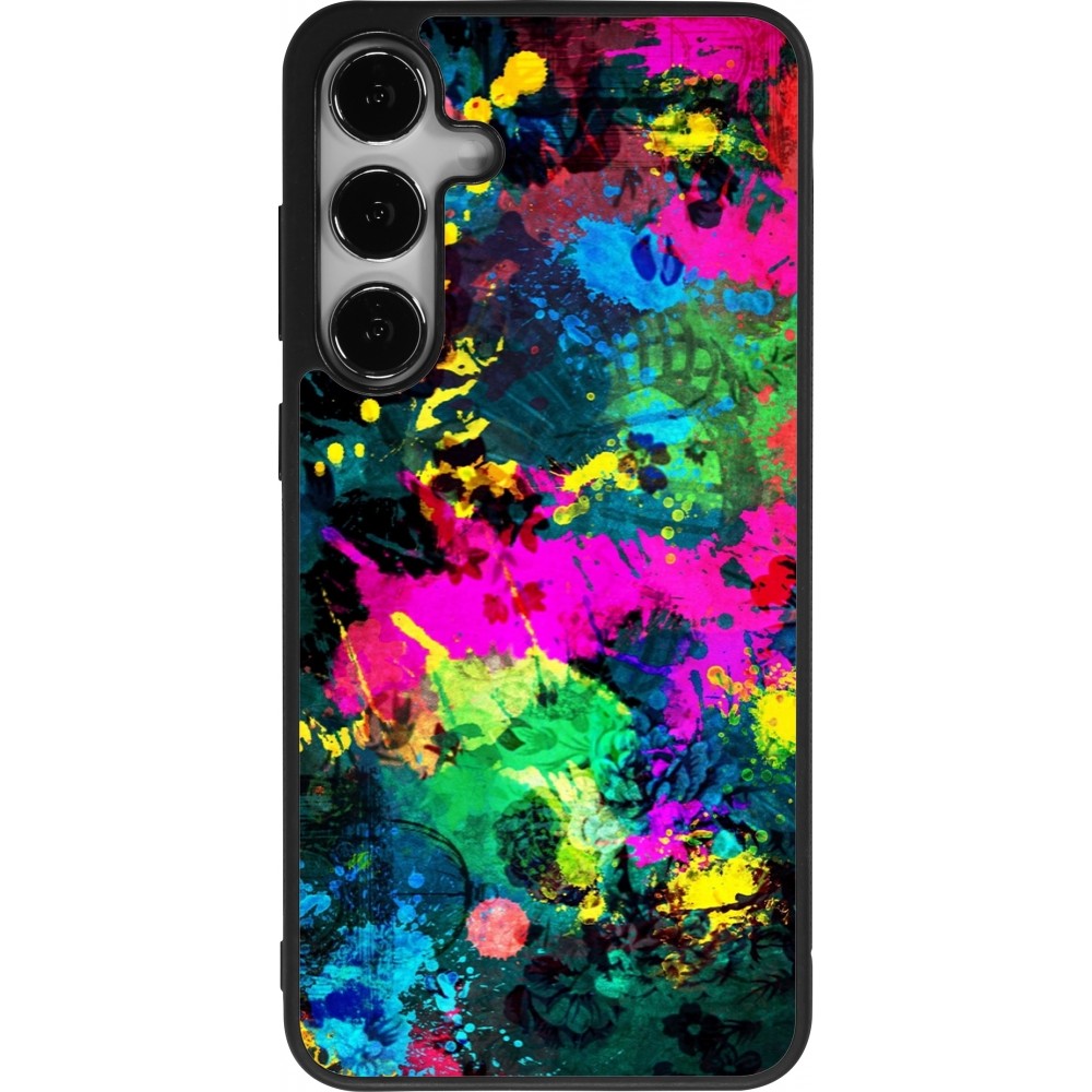 Samsung Galaxy S25+ Case Hülle - Silikon schwarz Splash paint