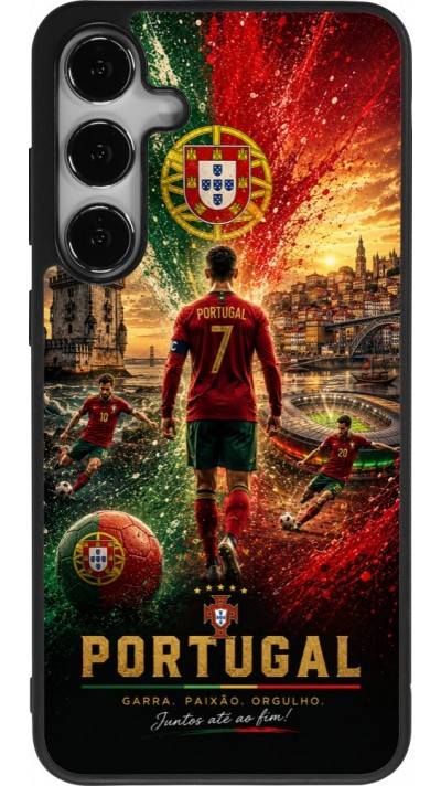 Samsung Galaxy S25+ Case Hülle - Silikon schwarz Fussball Portugal splash 2026