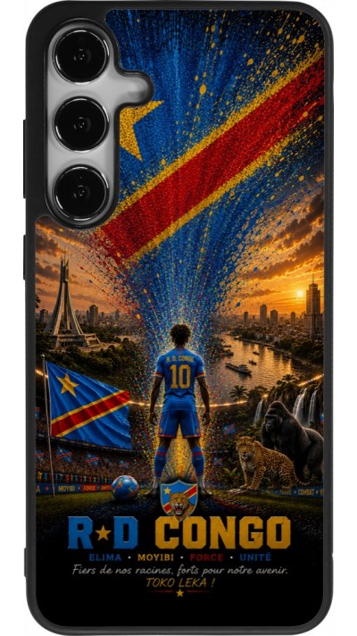 Samsung Galaxy S25+ Case Hülle - Silikon schwarz Fussball Demokratische Republik Kongo splash 2026