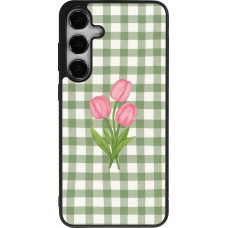 Coque Samsung Galaxy S25+ - Silicone rigide noir Green vichy tulips Spring 2026