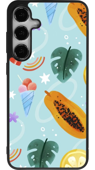 Coque Samsung Galaxy S25+ - Silicone rigide noir Summer 2025 Pattern papaya