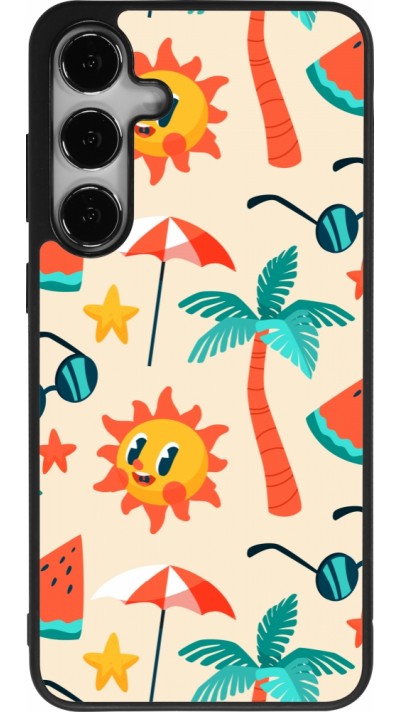 Coque Samsung Galaxy S25+ - Silicone rigide noir Summer 2025 Pattern soleil
