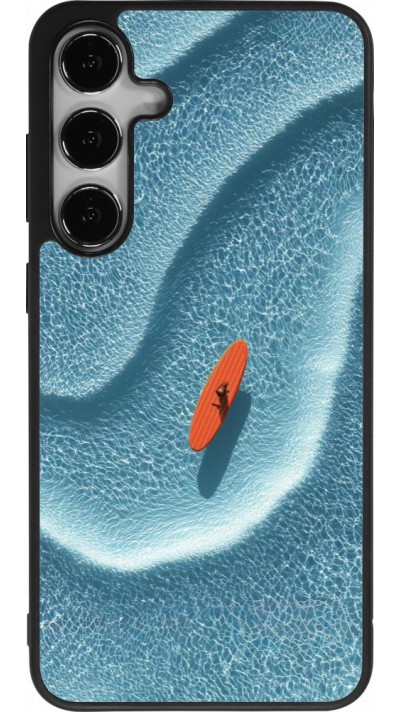 Coque Samsung Galaxy S25+ - Silicone rigide noir Orange surf Summer 2026