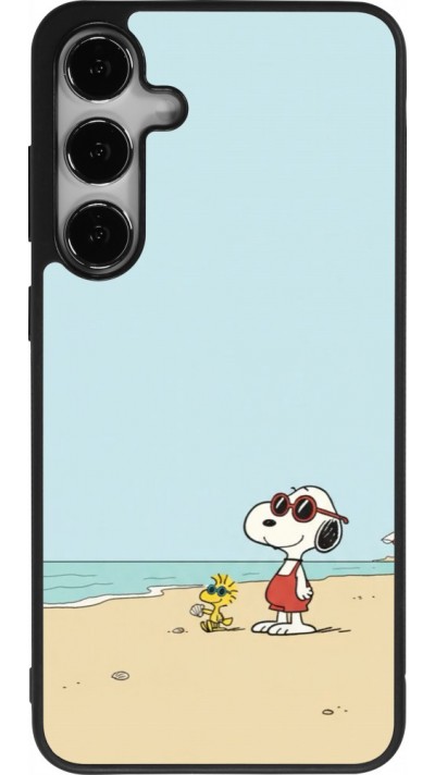 Coque Samsung Galaxy S25+ - Silicone rigide noir Snoopy on the beach Summer 2026