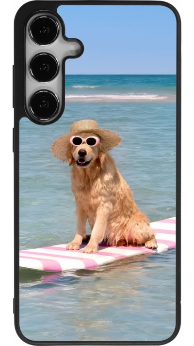 Samsung Galaxy S25+ Case Hülle - Silikon schwarz Summer Dog on Paddle