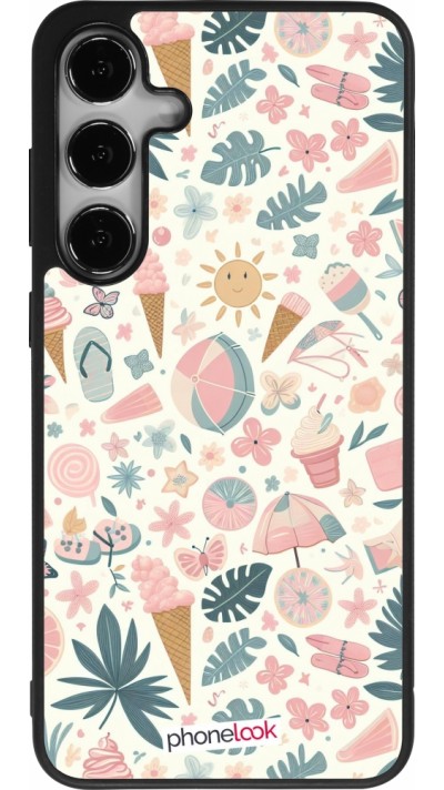 Samsung Galaxy S25+ Case Hülle - Silikon schwarz Sommer Pink Muster