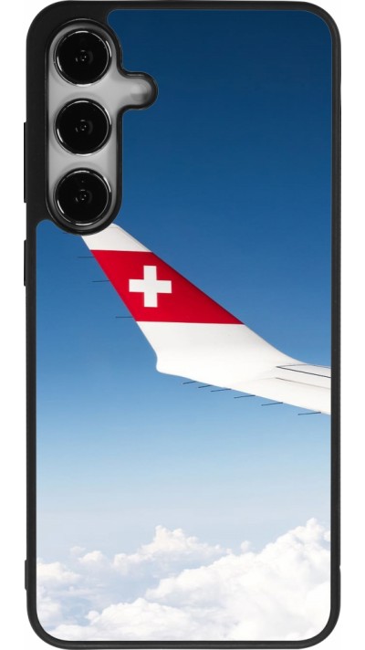 Coque Samsung Galaxy S25+ - Silicone rigide noir Fête Nationale Suisse Sky Swiss Flag