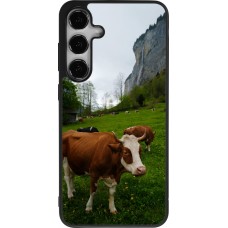 Coque Samsung Galaxy S25+ - Silicone rigide noir Fête Nationale Suisse Vaches