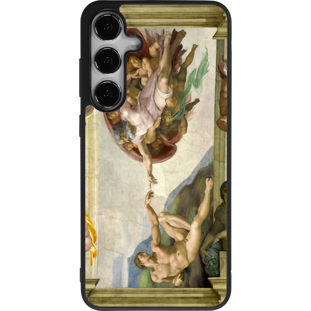 Coque Samsung Galaxy S25+ - Silicone rigide noir Tableau art - La Création d’Adam - Michel-Ange