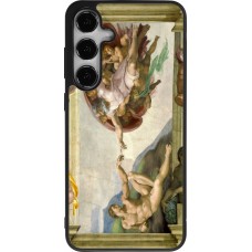 Coque Samsung Galaxy S25+ - Silicone rigide noir Tableau art - La Création d’Adam - Michel-Ange