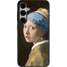 Coque Samsung Galaxy S25+ - Silicone rigide noir Tableau art - La Jeune fille à la perle - Johannes Vermeer