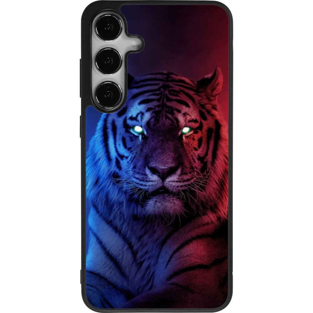 Coque Samsung Galaxy S25+ - Silicone rigide noir Tiger Blue Red