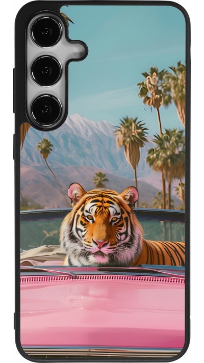 Samsung Galaxy S25+ Case Hülle - Silikon schwarz Tiger Auto rosa