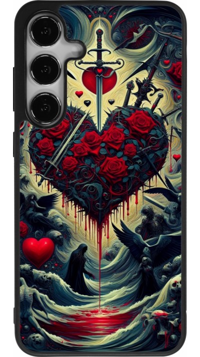 Samsung Galaxy S25+ Case Hülle - Silikon schwarz Dunkle Liebe Herz Blut