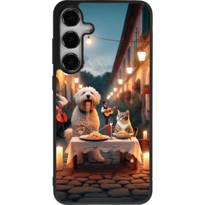 Coque Samsung Galaxy S25+ - Silicone rigide noir Valentine 2024 Dog & Cat Candlelight