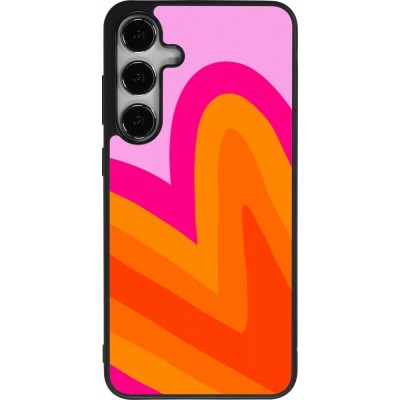 Coque Samsung Galaxy S25+ - Silicone rigide noir Valentine 2024 heart gradient