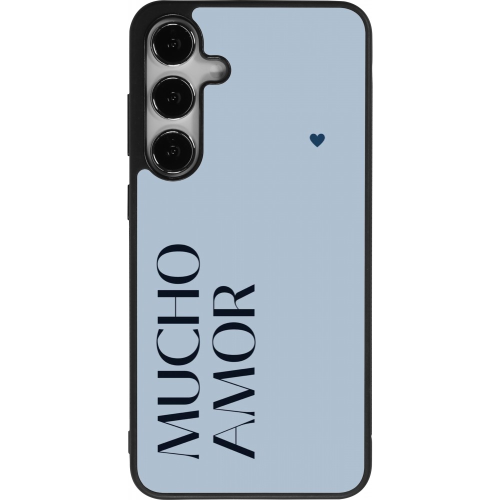 Coque Samsung Galaxy S25+ - Silicone rigide noir Valentine 2024 mucho amor azul