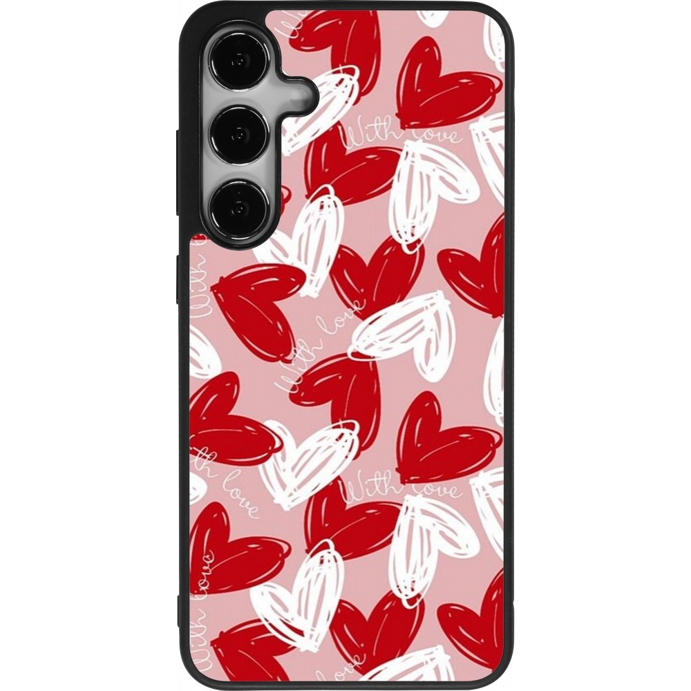 Samsung Galaxy S25+ Case Hülle - Silikon schwarz Valentine 2024 with love heart