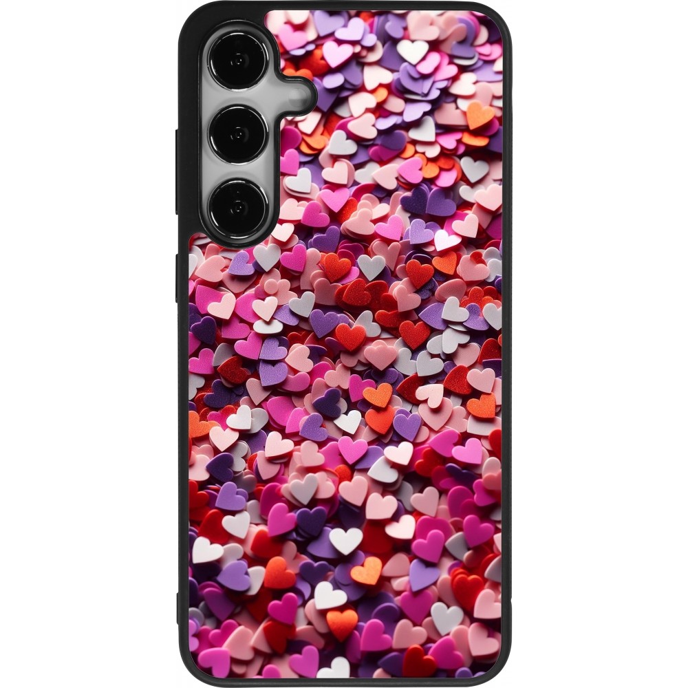 Samsung Galaxy S25+ Case Hülle - Silikon schwarz Valentin 2025 Konfetti
