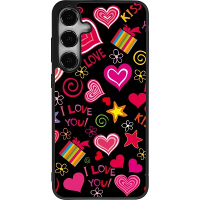 Samsung Galaxy S25+ Case Hülle - Silikon schwarz Valentine 2023 love symbols