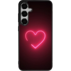 Coque Samsung Galaxy S25+ - Silicone rigide noir Valentine 2023 single neon heart